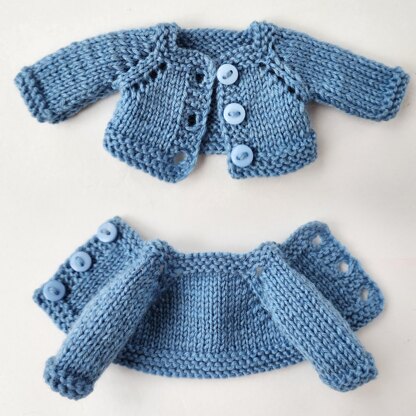 Cardigan + Booties + Hat for 7"/18 cm Waldorf Doll