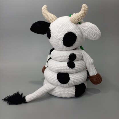 LEISURE ARTS Pudgies Animals Crochet Kit, Cow, 3, Complete