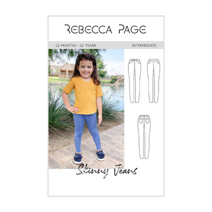 Skinny Jeans Childs PDF Sewing Pattern 12mo-12yrs, Optional Belt