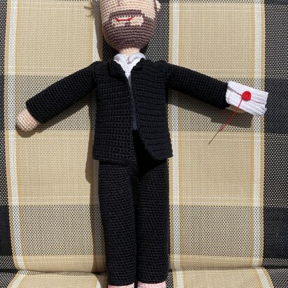 Alex Horne crocheted doll
