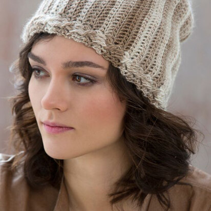 Cable & Rib Slouchy Hat in Red Heart Boutique Unforgettable - LW4191 - Downloadable PDF