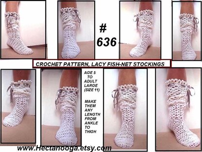 636 LACY FISH-NET CROCHET STOCKINGS