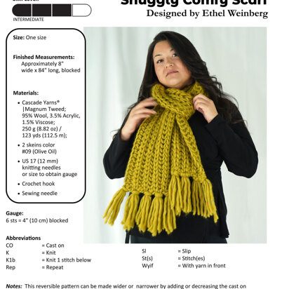 Snuggly Comfy Scarf in Cascade Yarns Magnum Tweed - B273 - Downloadable PDF