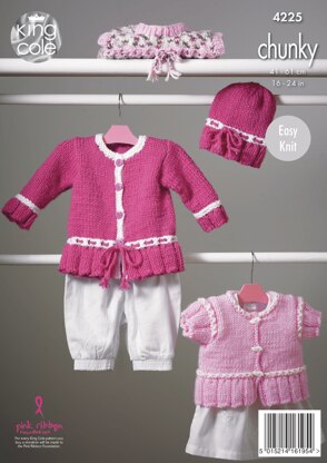 Pinafore Dress, Cardigans & Hat in King Cole Chunky - 4225 - Downloadable PDF