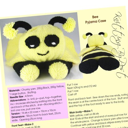 Bee Pyjama Case - knitting pattern