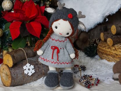 Knitting patterns PDF - Outfit "Reindeer Style" - Toy Clothes