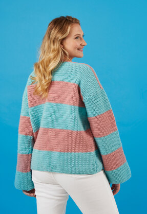 Show Stripes Sweater - Free Jumper Crochet Pattern for Women in Paintbox Yarns 100% Wool Chunky Superwash by Paintbox Yarns