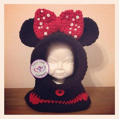 Minnie Mouse Inspired Hooded Cowl Crochet pattern by First Twin Company LoveCrafts