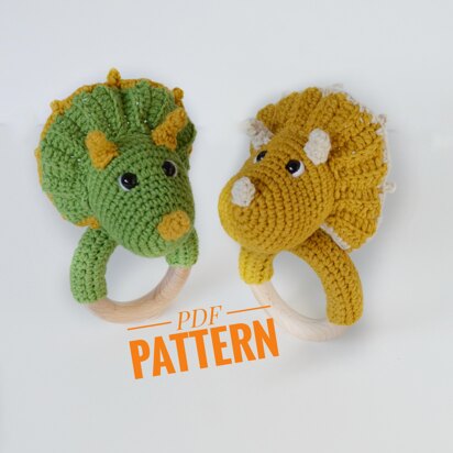 Crochet dinosaur baby rattle