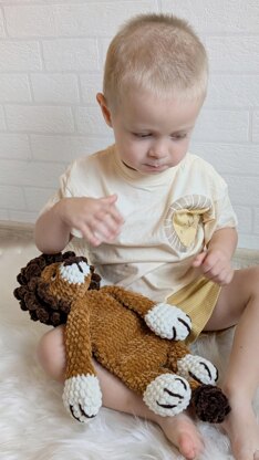 Crochet snuggler pattern, crochet lion baby lovey blanket pattern