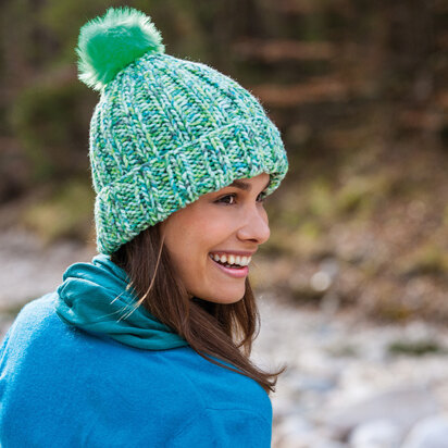 Hat with Pompon in Schachenmayr Hotspot