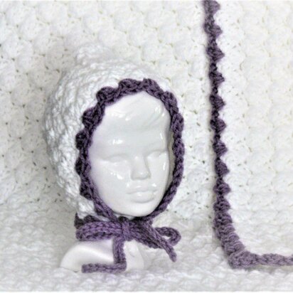 Easy Crochet Baby Puff Pixie Bonnet and Blanket