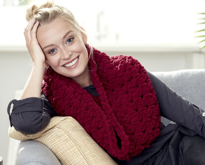 Cable Cowl in Bernat Alize Blanket-EZ - Downloadable PDF