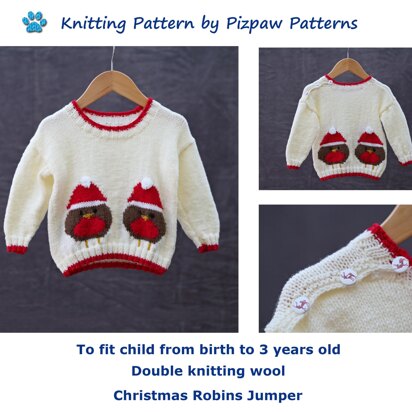 Christmas Robins Jumper (13) to fit from birth to 3 years old - knitting pattern
