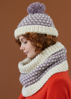 Dotty Cowl and Bobble Hat - Knitting Pattern for Women in Debbie Bliss ...
