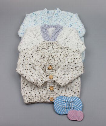 Lennon V neck cardigan baby kitting pattern 0-12mths