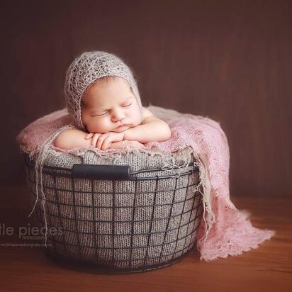 #70 Newborn tiny flowers mohair bonnet