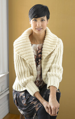 Soft Rib Cardigan in Lion Brand Fishermen's Wool - 90464AD