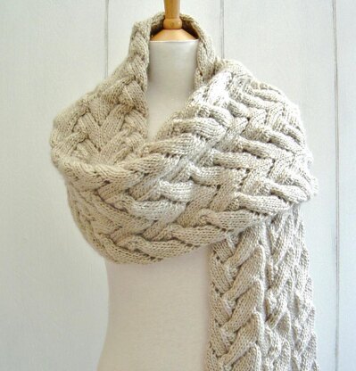 Chevron Lace Cable Wrap Scarf