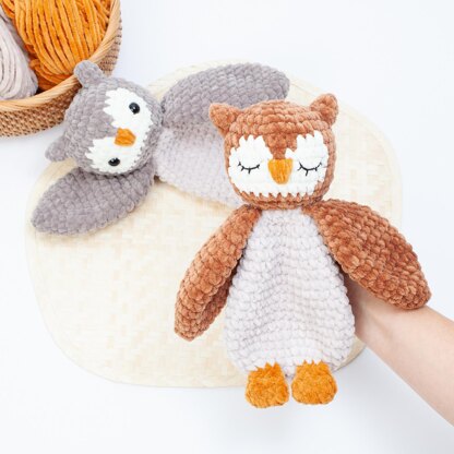 Crochet owl snuggler pattern, Owl lovey