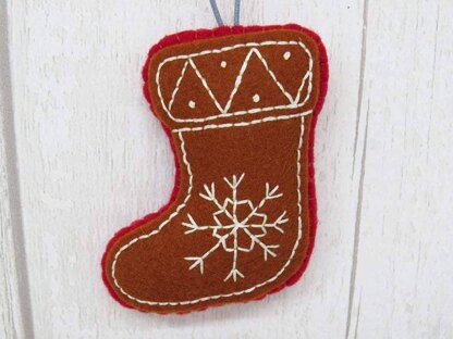 Stitchdoodles Christmas Gingerbread Decorations Felt Cookie Pattern