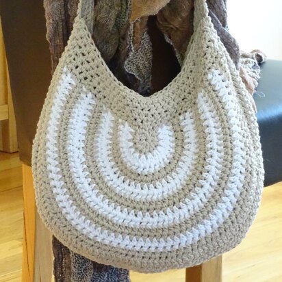 Crochet Striped Slouch Bag