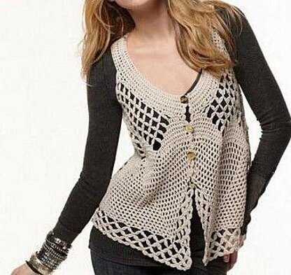 Crochet oversized boho lacy vest.