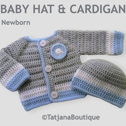 Baby Grey Hat and Cardigan