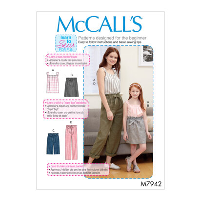 McCall's Misses', Children's and Girls' Top, Skirt, Shorts and Pants M7942 - Sewing Pattern
