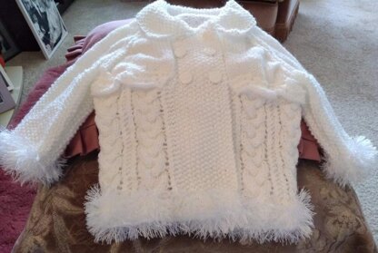 Knitting pattern Santa cable Coat with Beret 3-6 & 6-9mths