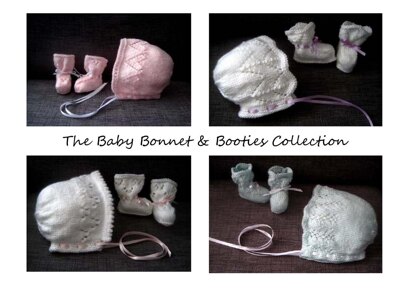Baby Butterfly Bonnet & Booties Set (4-ply)