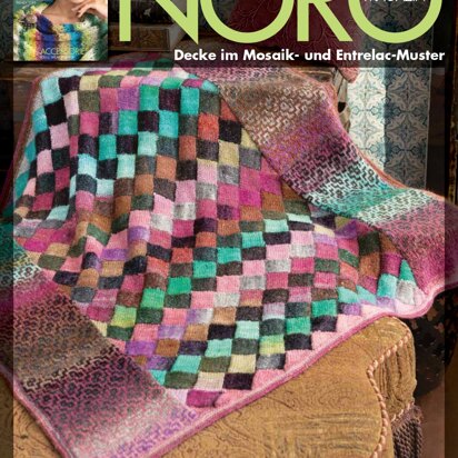 Decke im Mosaik- und Entrelac-Muster aus Noro Silk Garden Lite - 16761 - Downloadable PDF
