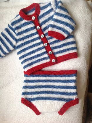 Cardigan and pants set sailor buttons