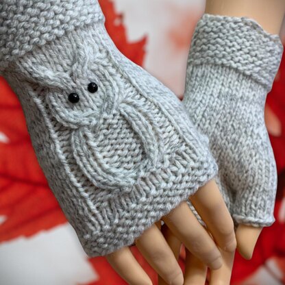 Owl fingerless shop mittens