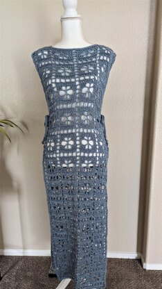 Light Blue Crochet Floral Dress