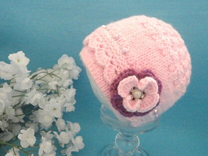 Knitting PATTERN Baby Girl Baby Hat and Booties with Flowers