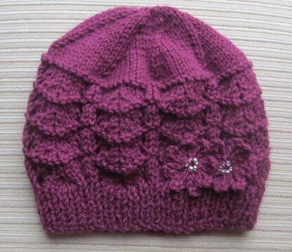 Purple Hat in Lacy Chevron Stitch in Sizes 12-18 Months and Adult