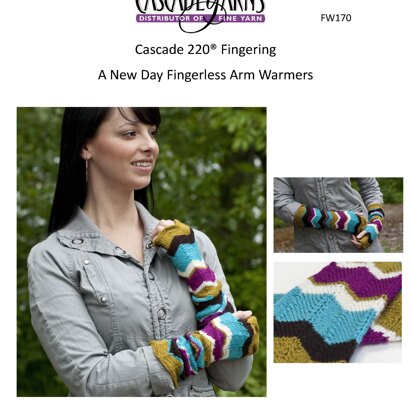 A New Day Fingerless Arm Warmers in Cascade 220® Fingering - FW170 - Downloadable PDF - knitting pattern