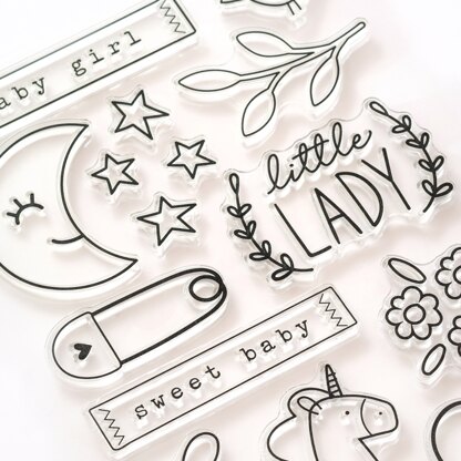 American Crafts Pebbles Peek-A-Boo You Clear Stamps - Girl