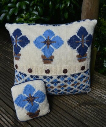 Fairisle and Flowers Cushion Cover and Pin Cushion