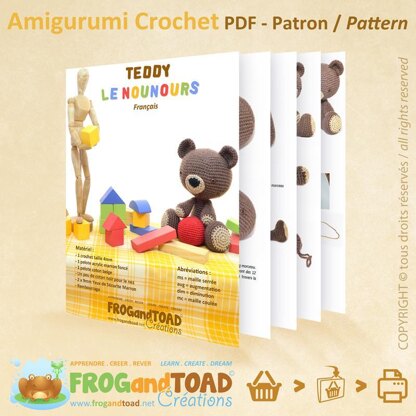 TEDDY Le Nounours ( Teddybär ) Amigurumi Crochet - FROGandTOAD Créations