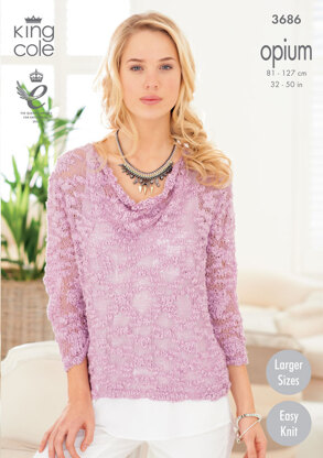 Ladies' Drape Neck Sweaters in King Cole Opium - 3686