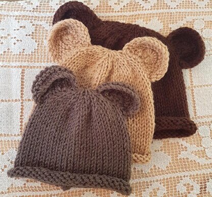 Roll Brim Baby Bear Beanie Knitting pattern by Crafty Stuff Baby Knits ...