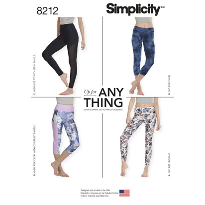 Simplicity Women's Knit Leggings 8212 - Paper Pattern, Size A (XXS-XS-S-M-L-XL-XXL)