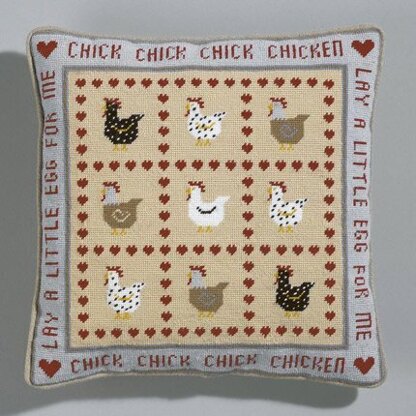 Historical Sampler Company Chick Chick Chicken Tapestry Cushion Front Kit