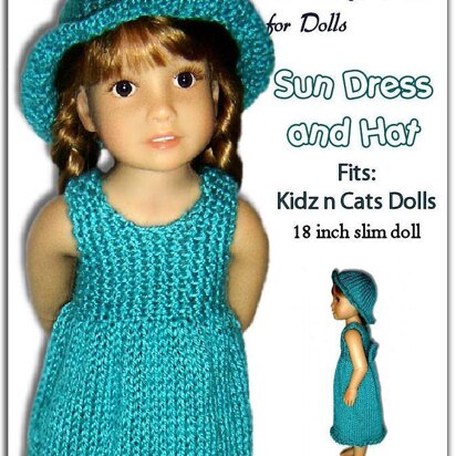 Knitting Pattern fits Kidz n Cats Dolls. Sun Dress and Hat. 452