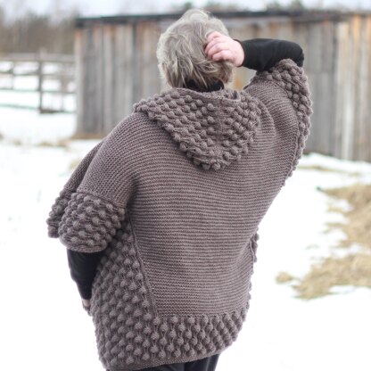 Hooded Raspberry poncho