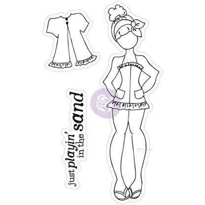 Prima Marketing Julie Nutting Mixed Media Cling Rubber Stamp - Lila