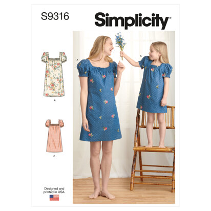 Simplicity Mother and Daughter Dresses S9316 - Paper Pattern, Size A (3-8 / 6-16)