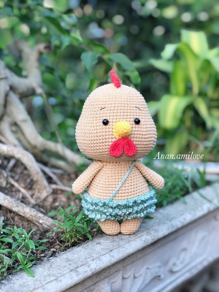 Gunvor the chicken  crochet amigurumi PDF pattern – garnknuten